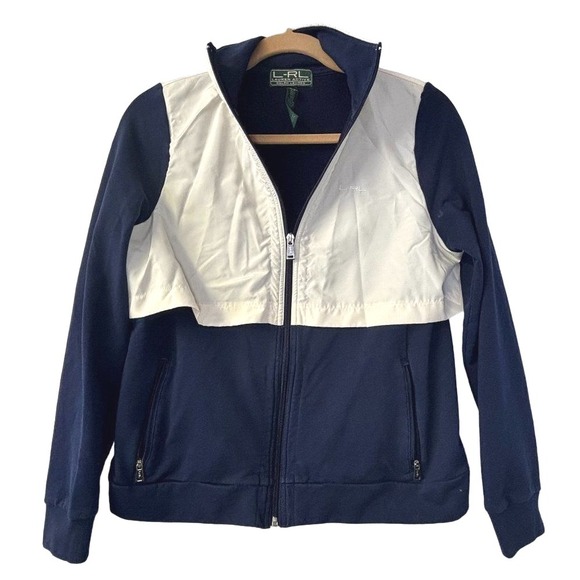 Lauren Ralph Lauren Sweaters - Ralph Lauren Women's Active Sweater Jacket Full‎ Zip Color Block Navy White M